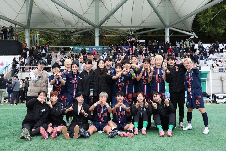 본문 이미지 -  WK리그 서울시청이 챔피언결정전에 진출했다.&#40;한국여자축구연맹 제공&#41;