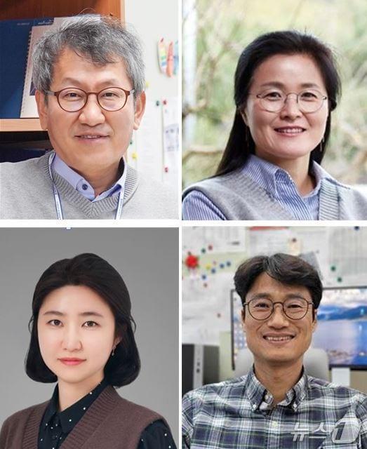 본문 이미지 - 위쪽 왼쪽부터 시계방향으로 남해연구소 심원준 자문위원, 홍상희 책임연구원, 한기명 책임기술원, 장미 선임연구원