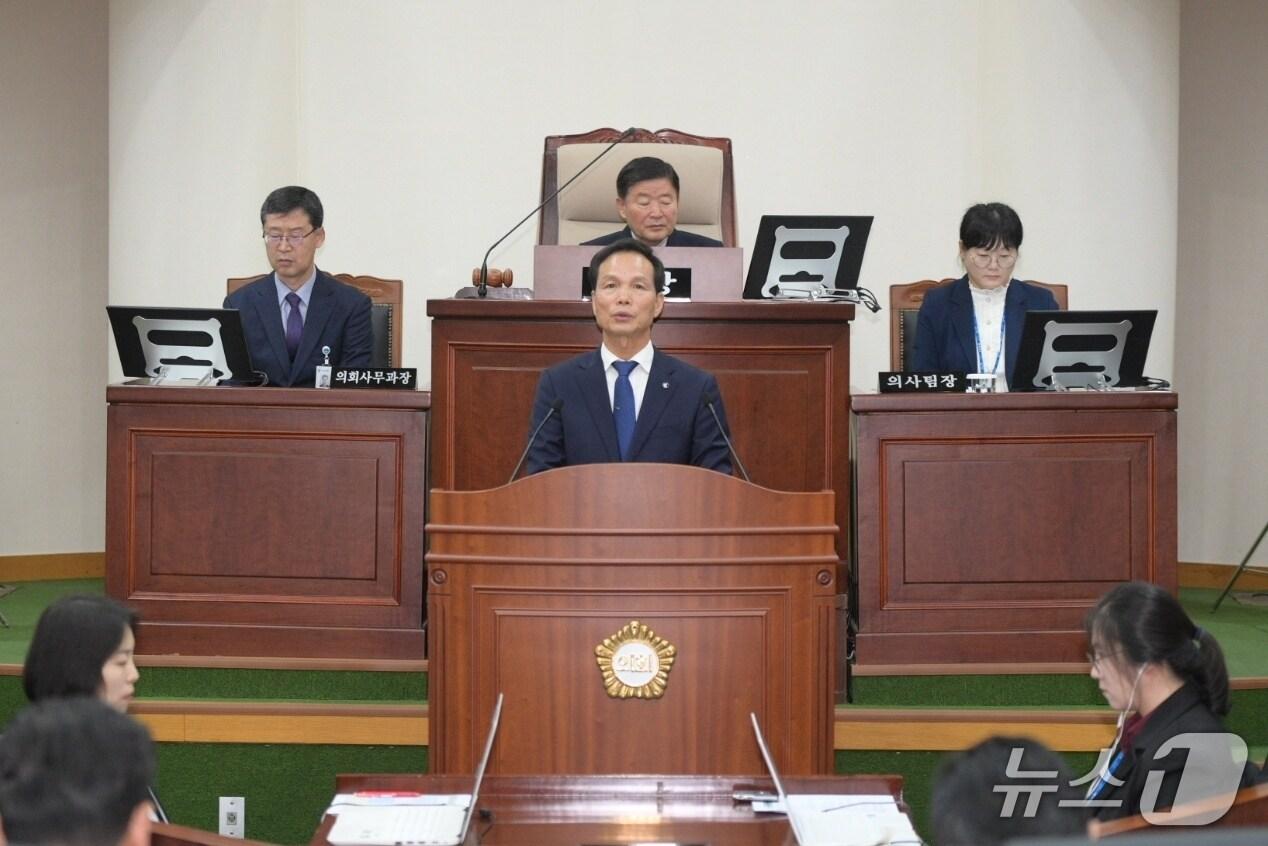 본문 이미지 -  조병옥 음성군수 시정연설.&#40;음성군 제공. 재판매 및 DB금지&#41;/뉴스1