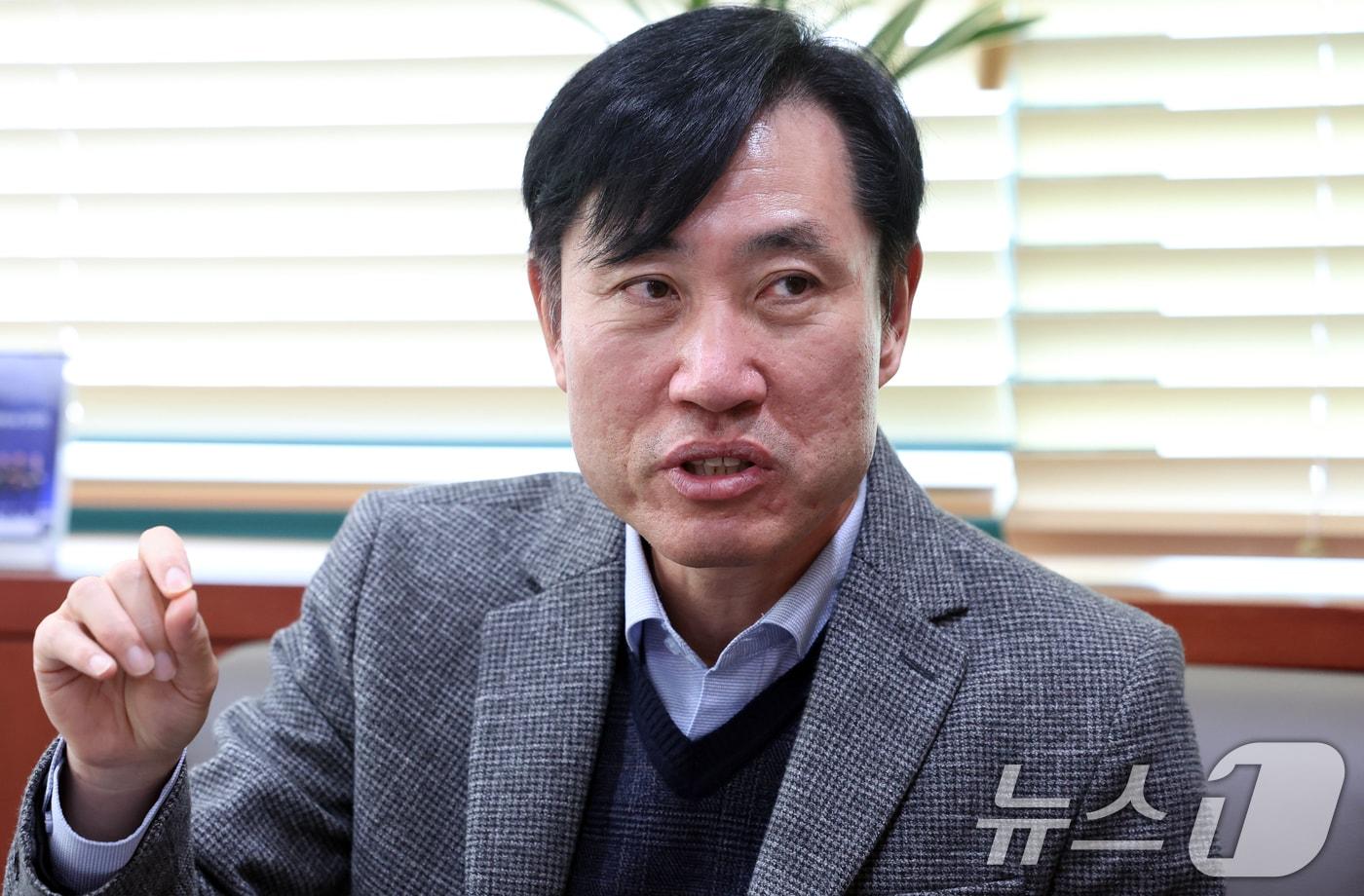 본문 이미지 - 하태경 보험연수원장이 20일 서울 성북구 보험연수원에서 뉴스1과 인터뷰를 하고 있다. ⓒ 뉴스1 김명섭 기자