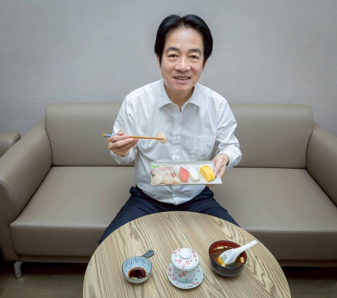 본문 이미지 -  '오늘 점심은 초밥과 된장국'이라는 설명과 함께 오른 라이칭더  대만 총통 식사 사진(라이칭더 페이스북 갈무리 )