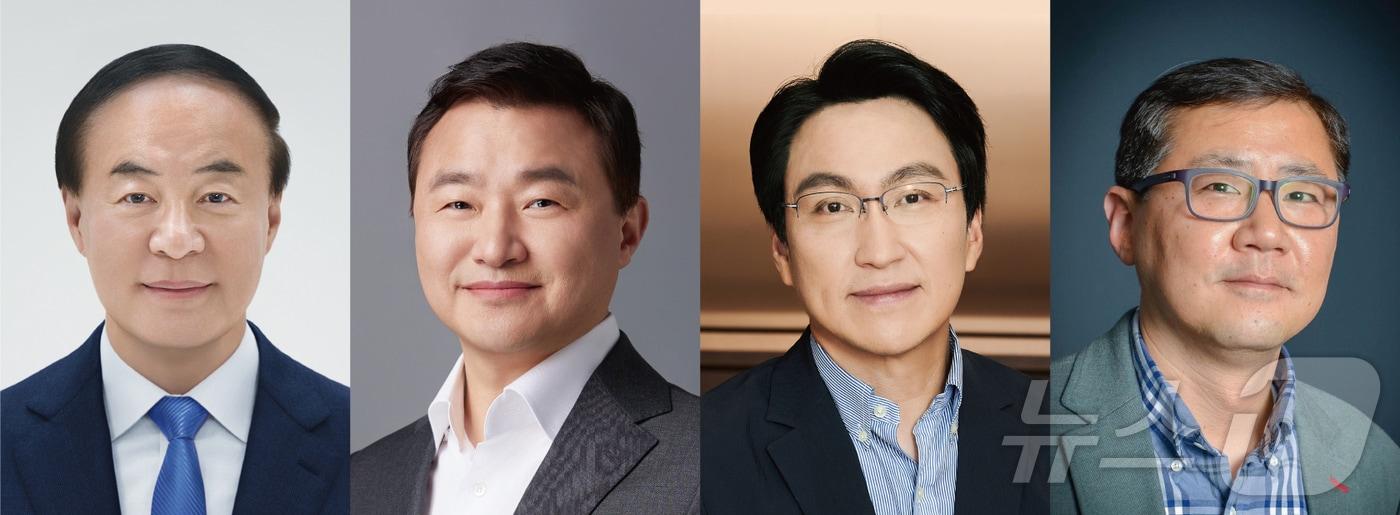 전영현 삼성전자 대표이사 부회장 겸 DS부문장·메모리사업부장&#40;왼쪽부터&#41;, 노태문 삼성전자 대표이사 사장 겸 DX부문장·MX사업부장, 윤장현 삼성전자 DX부문 CTO 사장 겸 삼성 리서치 장,  박홍근 삼성전자 SAIT원장 사장.