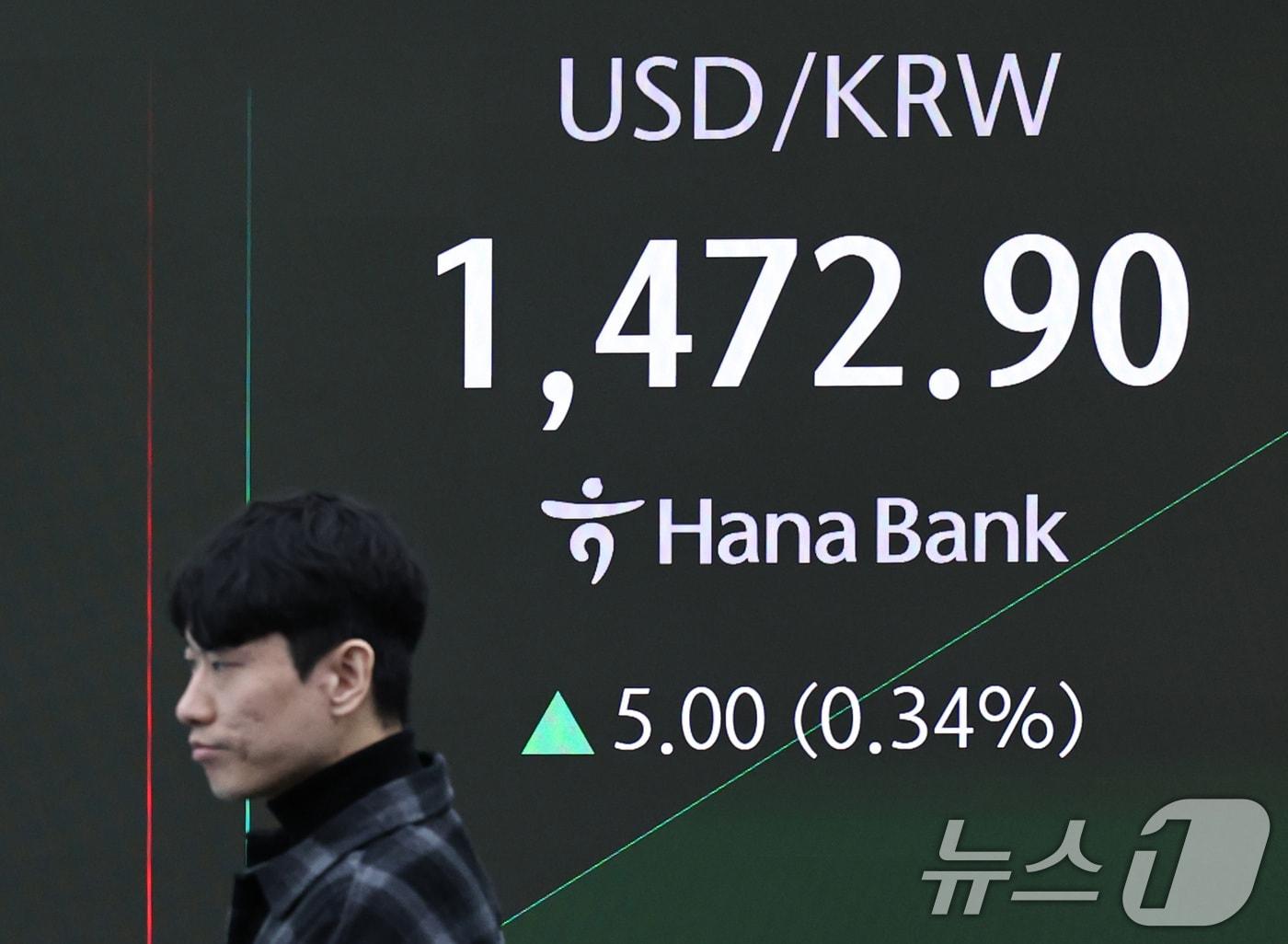 본문 이미지 - 21일 오전 서울 중구 하나은행 딜링룸 전광판에 원달러환율 시황이 표시되고 있다. 2025.11.21/뉴스1 ⓒ News1 구윤성 기자