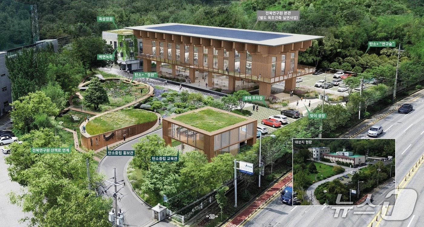 전북 전주시 완산구 콩쥐팥쥐로 소재 전북연구원 부지에 조성되는 '도심형 탄소플러스 복합공간 조성사업' 조감도.(전북도 제공. 재판매 및 DB금지)/뉴스1 