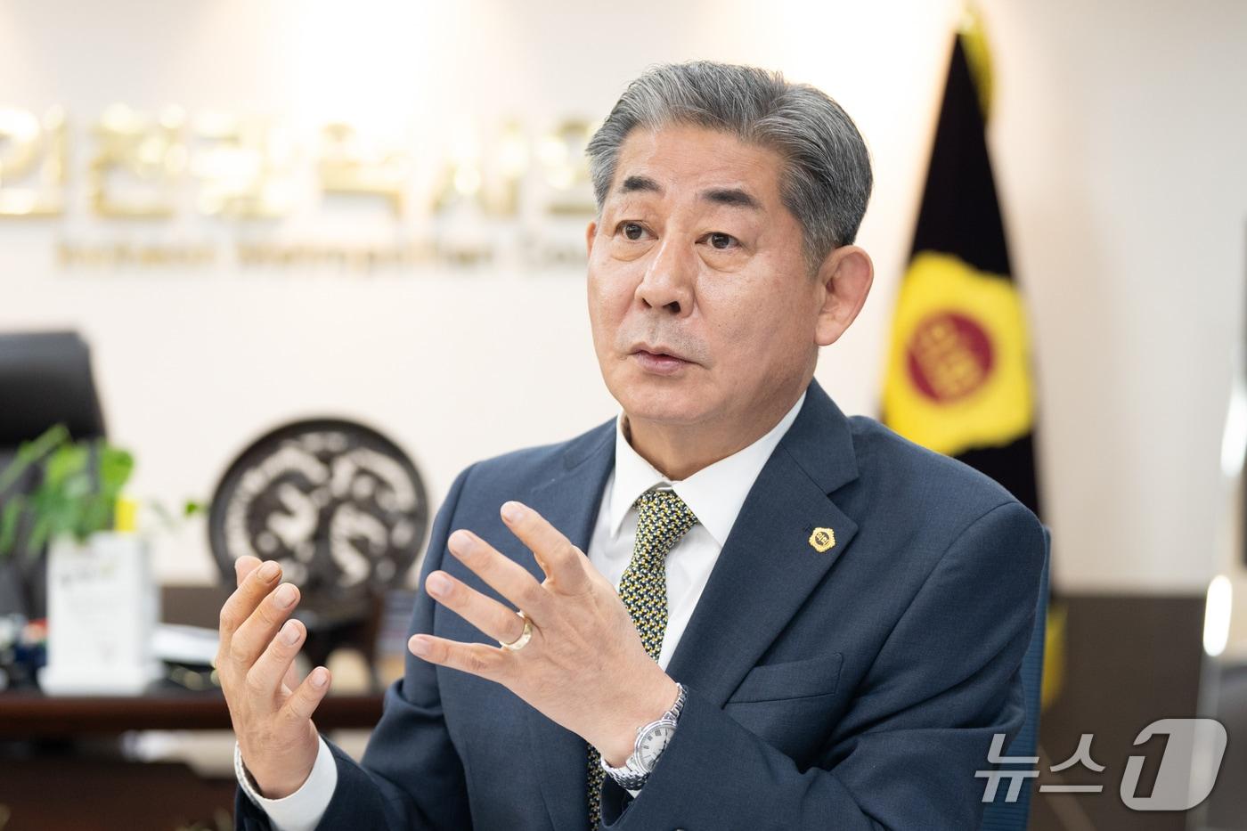 정해권 인천시의회의장이 지난 20일 인천시의회 의장실에서 뉴스1과 만나 인터뷰 하고 있다.(인천시의회 제공. 재배포 및 DB금지)2025.11.23/뉴스1