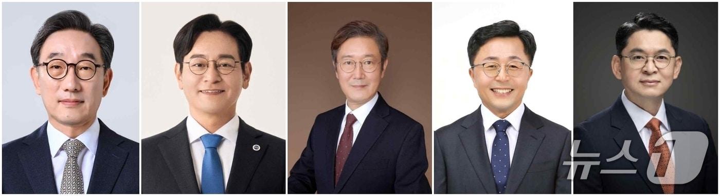 국립군산대 총장임용후보자. 사진 왼쪽부터&#40;기호추첨 순&#41; 김성환·오정근·나인호·김강주·정승우 교수.&#40;군산대 제공. 재판매 및 DB 금지&#41;