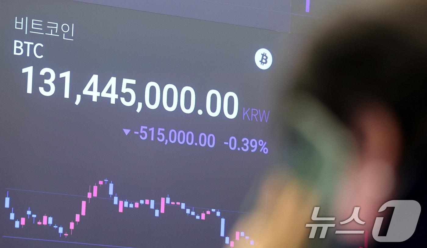 24일 서울 강남구 업비트 라운지 전광판에 비트코인 시세가 표시되고 있다. 2025.11.24/뉴스1 ⓒ News1 박지혜 기자