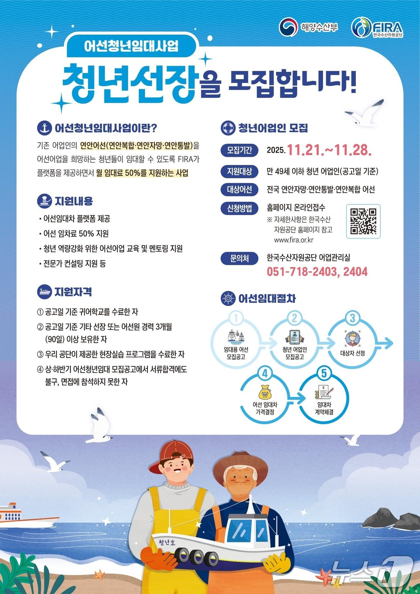본문 이미지 - 어선청년임대사업 모집 포스터 (한국수산자원공단 제공. 재판매 및 DB금지)