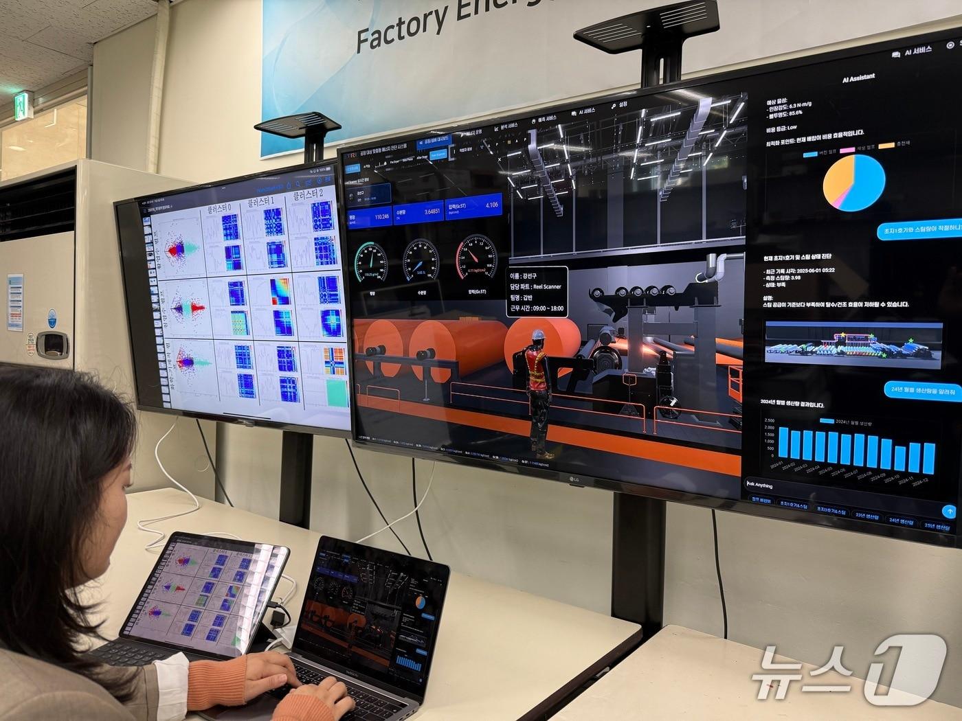 본문 이미지 - 에너지다소비 공정 맞춤형 FEMS 기술을 시연하는 ETRI 연구진&#40;ETRI 제공&#41; /뉴스1