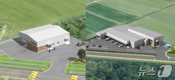 본문 이미지 - 농산물 종합가공지원센터 조감도(왼쪽)와 먹거리통합지원센터 조감도./뉴스1