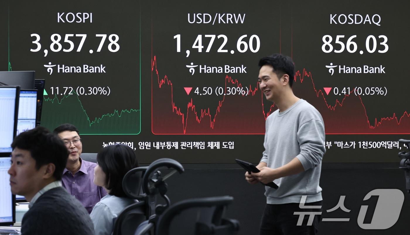 서울 중구 하나은행 딜링룸 전광판. 2025.11.25/뉴스1 ⓒ News1 구윤성 기자