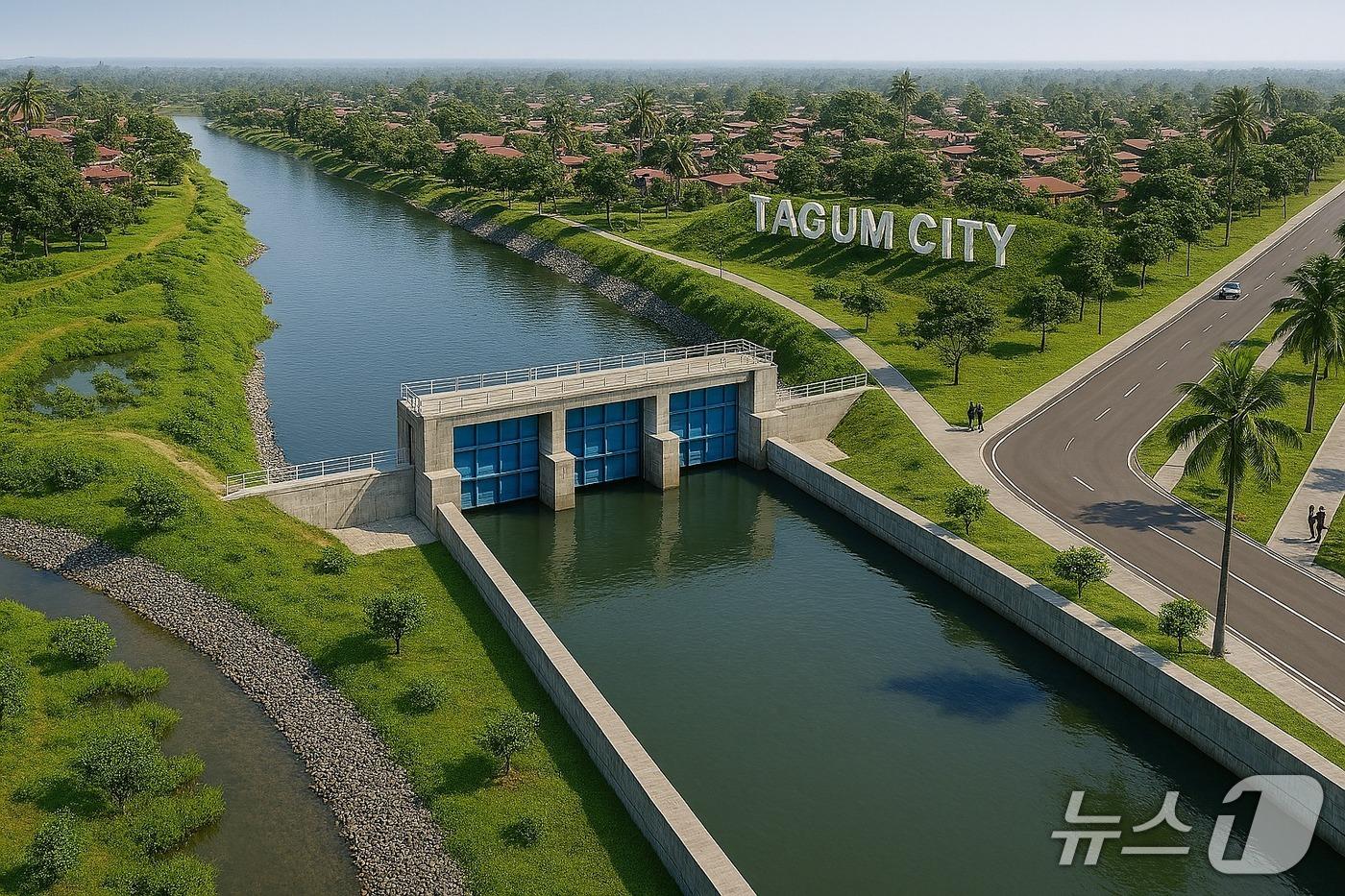  따굼 홍수조절 사업 조감도(HJ중공업 제공) 뉴스1 ⓒ News1 