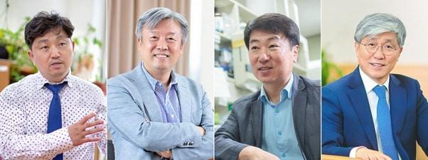 본문 이미지 - 좌측부터 사회과학 분야에 이름을 올린 스마트관광원 구철모·정남호 교수, 교차 분야의 생물학과 배진우 교수, 컴퓨터 과학 분야 컴퓨터공학부 홍충선 고황명예교수 / 사진=경희대 제공