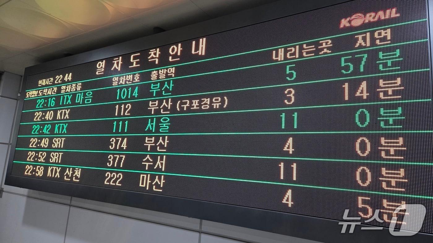 26일 오후 8시55분께 경북 김천시 백옥동 경부일반선 김천~직지사역 구간 선로에서 사망 사고가 발생해 일부 열차 운행이 지연되고 있다. ⓒ 뉴스1 김기태 기자