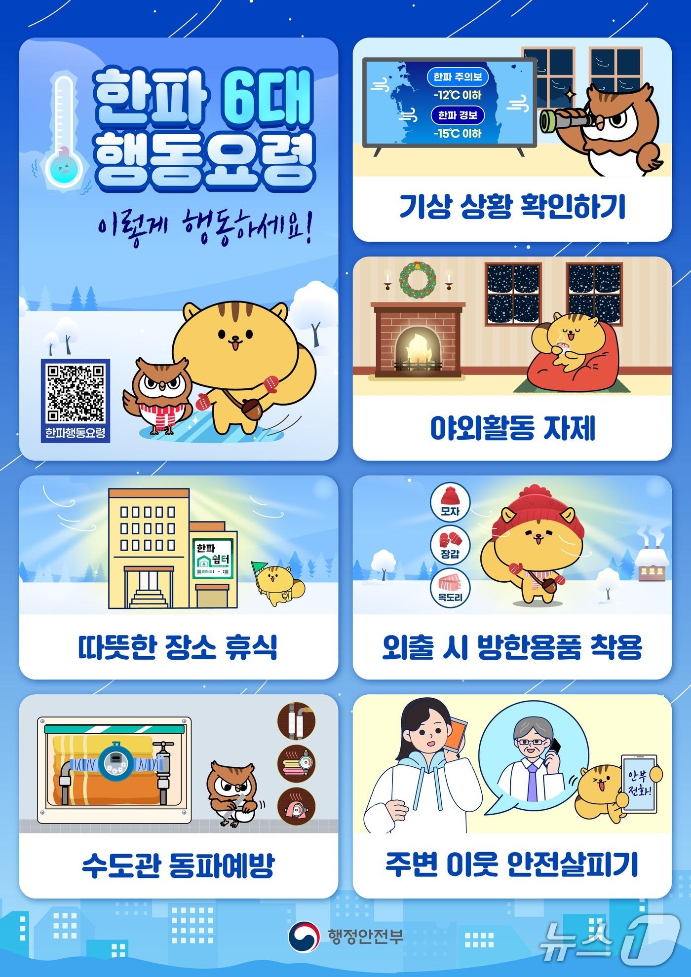 본문 이미지 - 한파 대비 국민행동안전 6대 요령&#40;행정안전부 제공&#41;