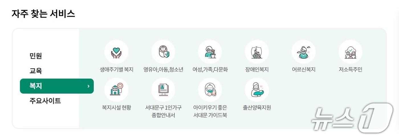 217종 복지서비스 한눈에 서대문구 홈페이지 개편 모습&#40;서대문구청 제공&#41;