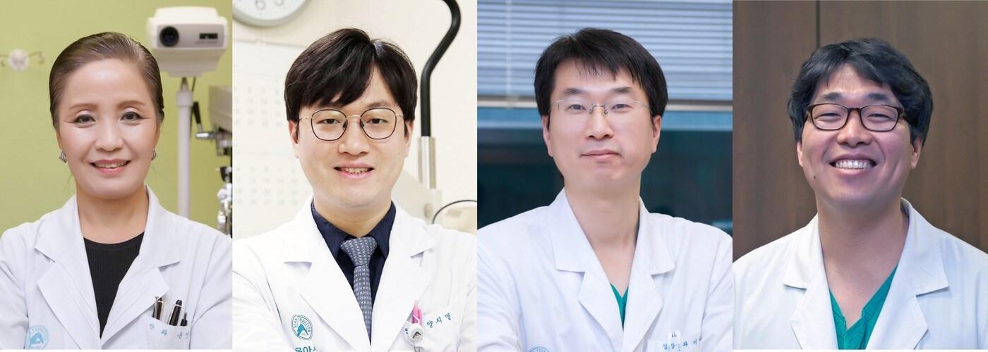 왼쪽부터 서울아산병원 윤영희·양지명 안과, 이승환 심장내과, 양동현 영상의학과 교수>(서울아산병원 제공)