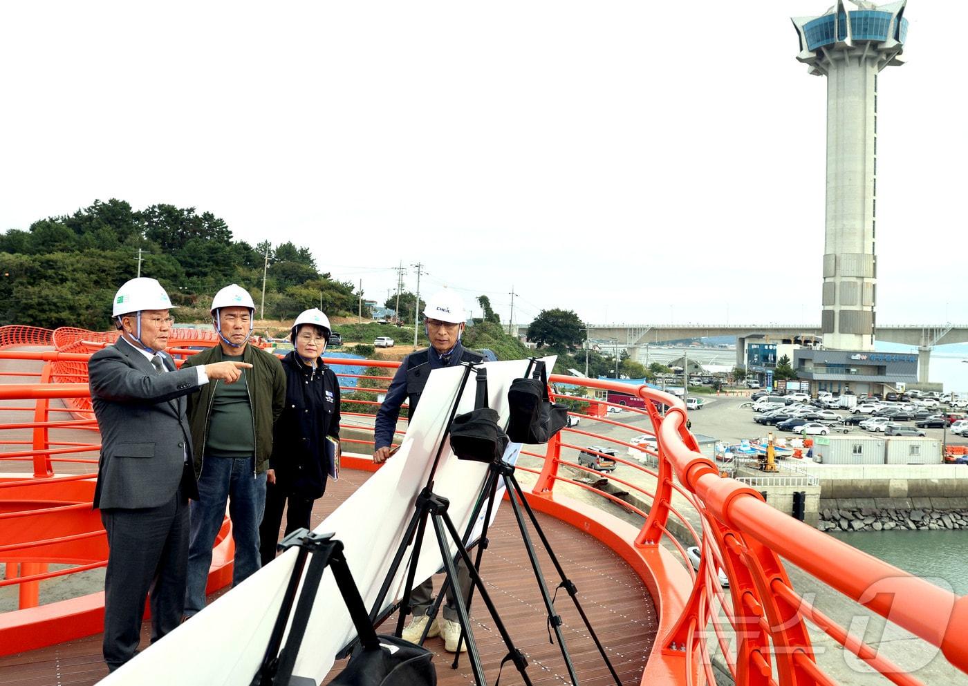 장세일 전남 영광군수가 칠산타워 주변 관광자원 개발사업 현장을 방문해 추진 상황을 점검하고 있다.&#40;영광군 제공. 재배포 및 DB 금지&#41;