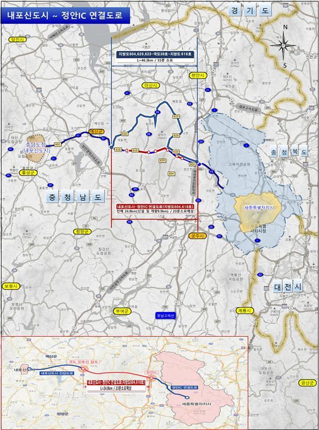 본문 이미지 - '내포신도시-정안IC 연결도로' 위치도.(충남도 제공. 재판매 및 DB금지)/뉴스1