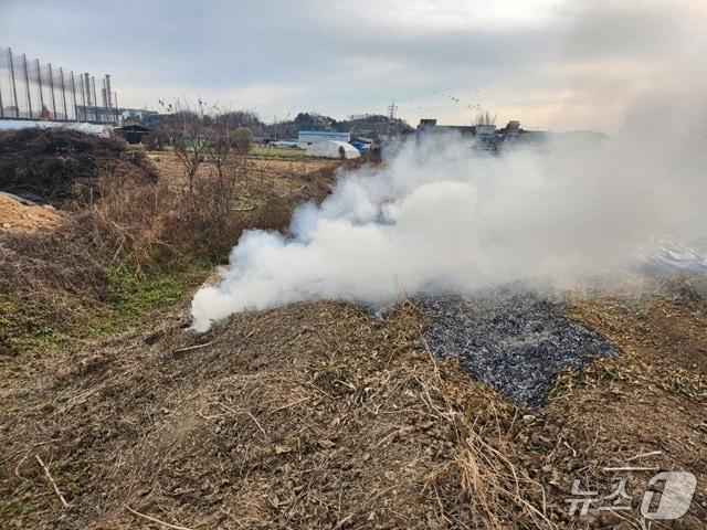 본문 이미지 - 경기 파주시가 이달부터 운정신도시 주변 야간 불법소각 행위에 대한 집중단속에 나섰다. 운정신도시 외곽 야외 폐기물 불법 소각 모습. &#40;파주시 제공, 재판매 및 DB금지&#41;