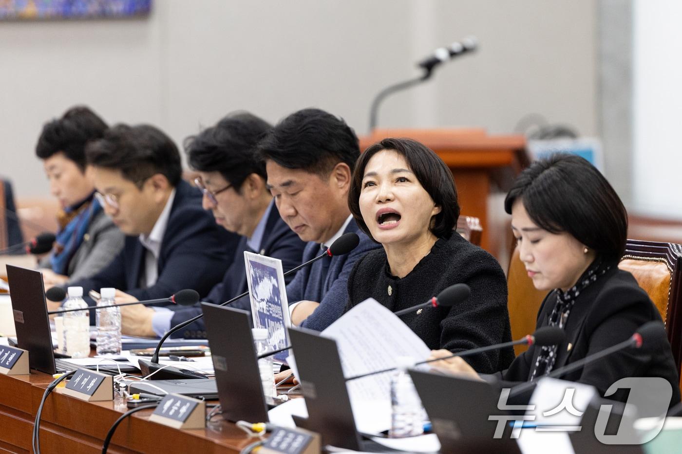 본문 이미지 - 5일 서울 여의도 국회 운영위원회에서 열린 국가인권위원회에 대한 국정감사에서 서미화 더불어민주당 의원이 발언하고 있다. 2025.11.5 ⓒ 뉴스1 이승배 기자