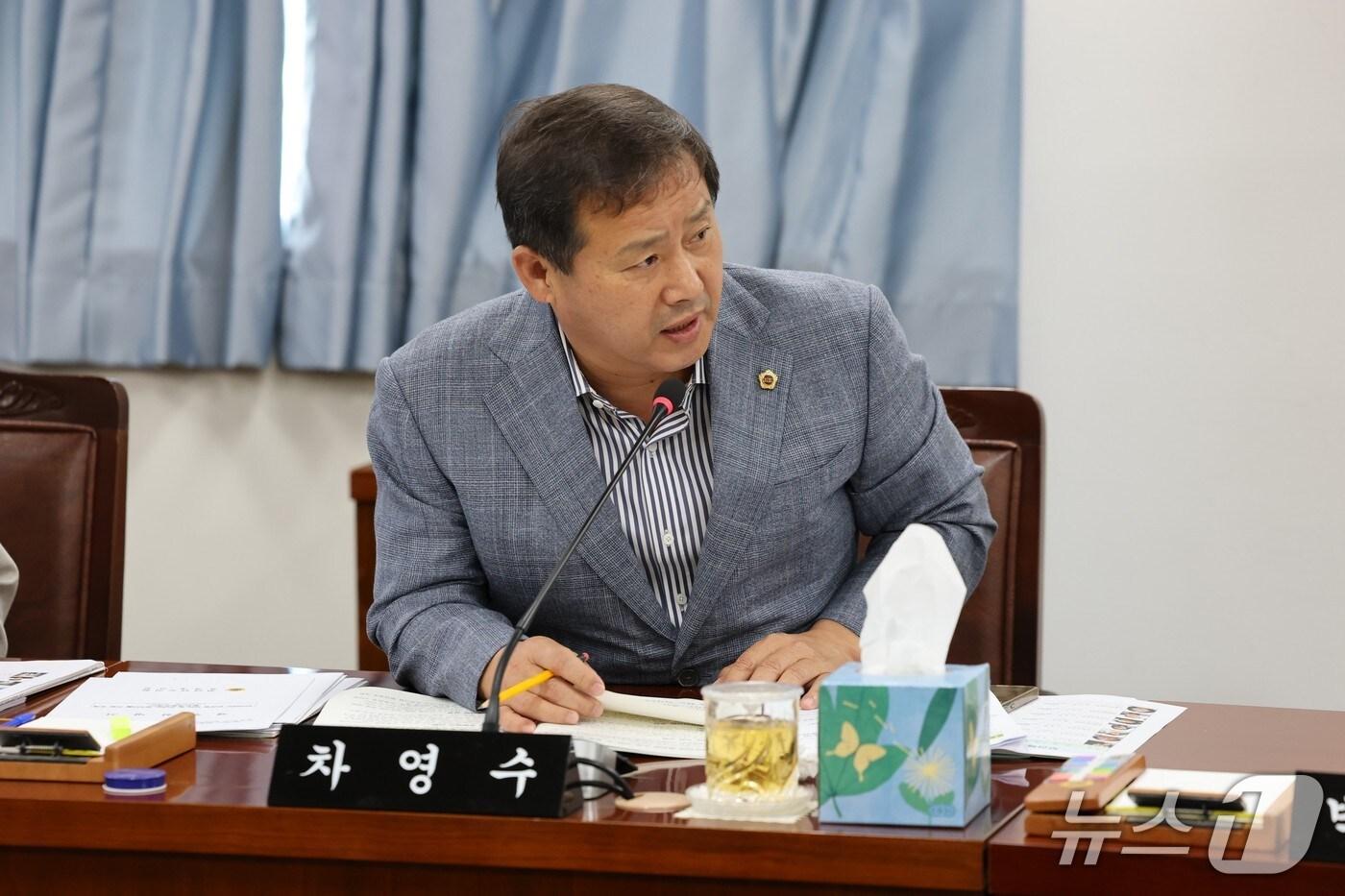 차영수 전남도의원이 전남도 행정사무감사에서 질의하고 있다.&#40;전남도의회 제공, 재판매 및 DB 금지&#41;/뉴스1 