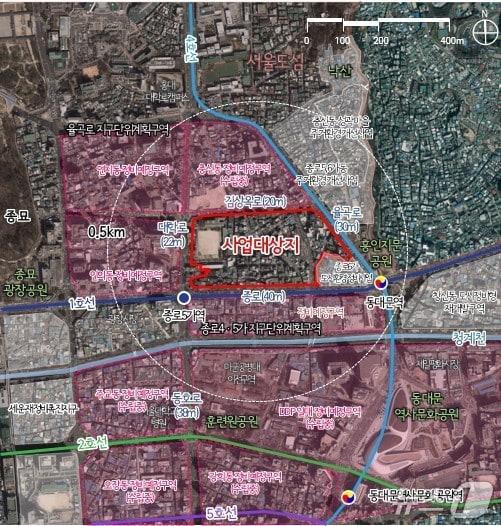 본문 이미지 - 효제 1·2·3 도시정비형 재개발사업 위치도 &#40;서울시 제공&#41; 뉴스1 ⓒ News1