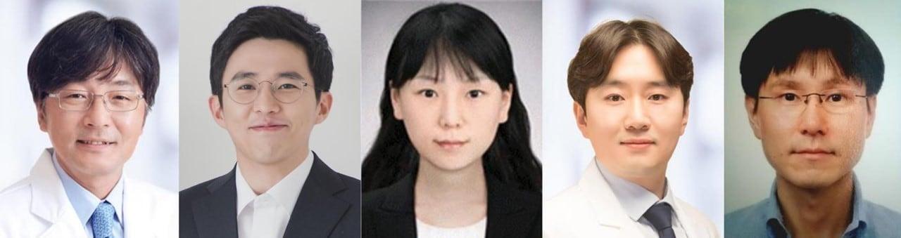 본문 이미지 - 왼쪽부터 김승기 서울대병원 소아신경외과 교수, 심영보 강북삼성병원 교수, 최승아 서울대병원 소아암·희귀질환지원사업단 교수, 한도현 융합의학과 교수·단기순 박사.&#40;서울대병원 제공&#41;