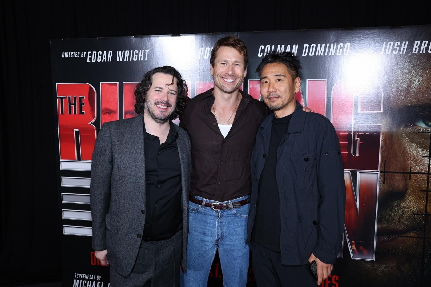 &#39;더 러닝 맨&#39; 에드가 라이트 감독, 글렌 파월, 정정훈 촬영감독&#40;왼쪽부터, 롯데엔터테인먼트 제공&#41;