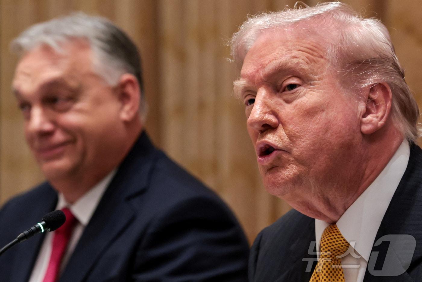 도널드 트럼프 미국 대통령이 7일&#40;현지시간&#41; 워싱턴DC 백악관에서 열린 빅토르 오르반 헝가리 총리와의 오찬을 겸한 정상회담에서 발언하고 있다. 2025.11.07. ⓒ 로이터=뉴스1 ⓒ News1 류정민 특파원