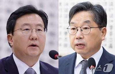 본문 이미지 - 정진우 서울중앙지검장(왼쪽)과 노만석 검찰총장 직무대행(대검찰청 차장검사). 2025.11.09.ⓒ 뉴스1