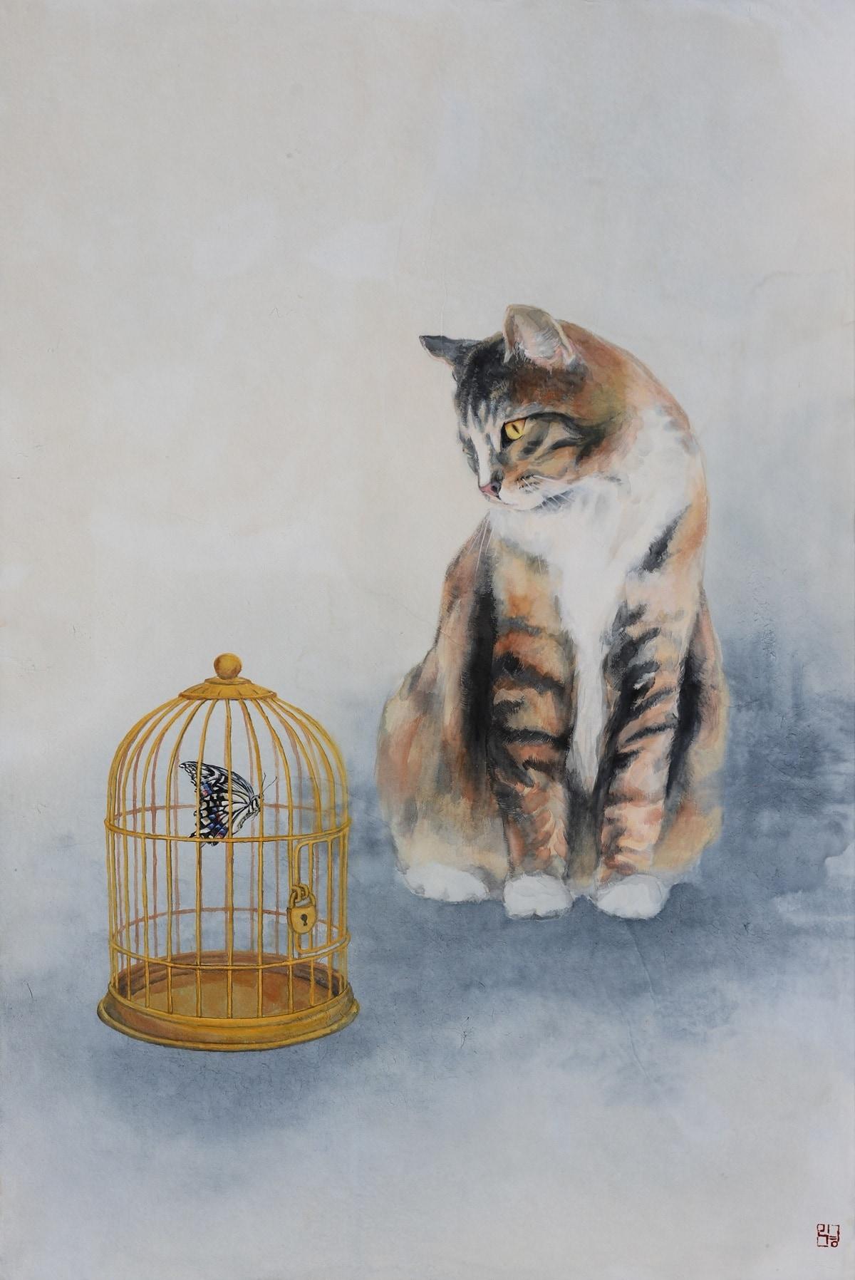 본문 이미지 -  시선Ⅷ, 58X86cm, 장지에 채색(목원대 제공.재판매 및 DB금지)/뉴스1