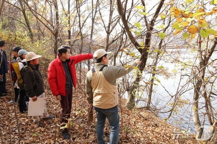 본문 이미지 - 최재형 보은군수가 동서트레일 노선 구간을 찾아 점검하고 있다. &#40;보은군 제공. 재판매 및 DB금지&#41; /뉴스1