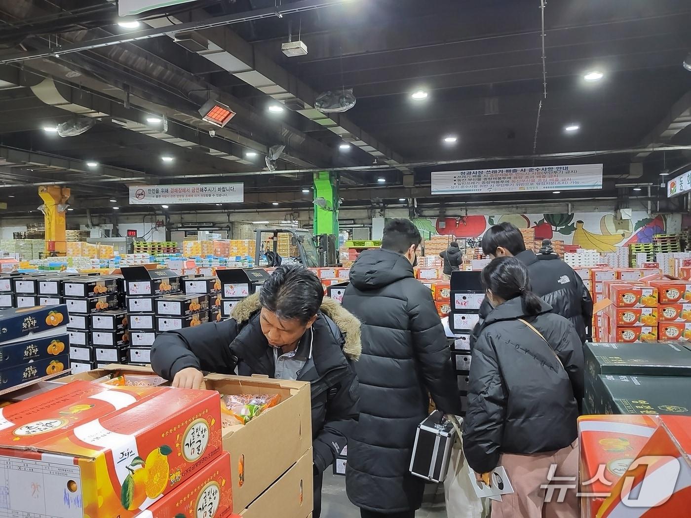 본문 이미지 - 상품외감귤 유통 단속 모습(서귀포시 제공. 재판매 및 DB금지)/뉴스1