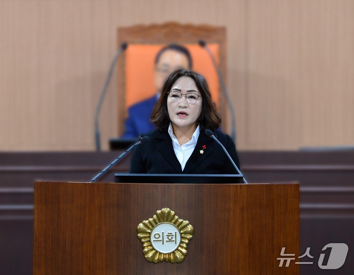 본문 이미지 - 한양임 광주 북구의원이 1일 제306회 제2차 정례회 본회의에서 5분 자유발언하고 있다.&#40;광주 북구의회 제공. 재판매 및 DB 금지&#41;