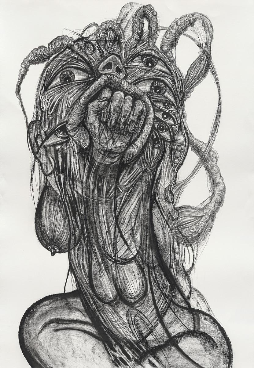 본문 이미지 - 장파&#40;b. 1981&#41; 〈Drawing for Gore Deco #1〉 2025, Charcoal on paper, 112 x 76 cm, Courtesy of the artist and Kukje Gallery, 사진: 안천호 &#40;국제갤러리 제&#41;