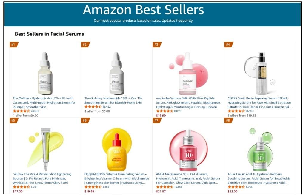 본문 이미지 - 아마존 BSR 세럼 카테고리 순위.&#40;아마존제공&#41;