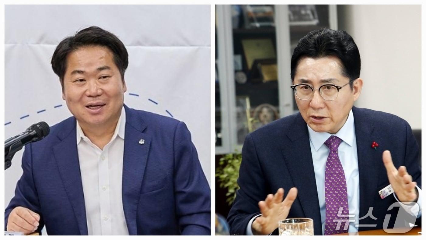 오세현 아산시장&#40;왼쪽&#41;, 박경귀 전 시장&#40;오른쪽&#41;./뉴스1