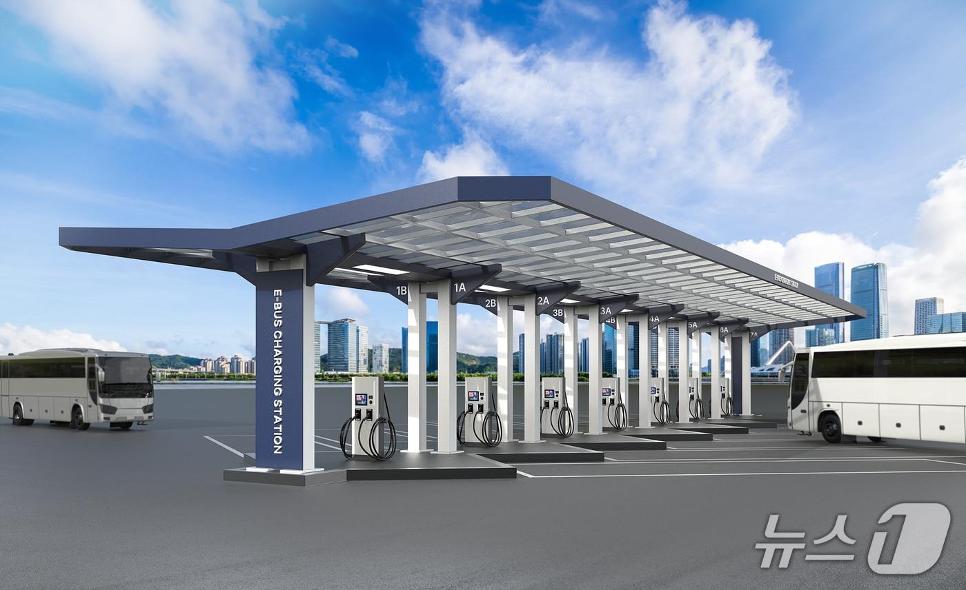 롯데이노베이트 이브이시스&#40;EVSIS&#41; 전기버스용 충전기 설치 조감도&#40;롯데이노베이트 제공&#41;