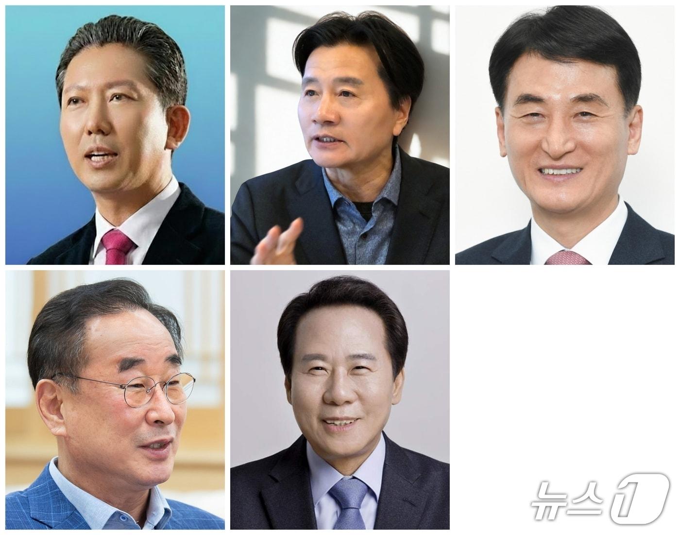 본문 이미지 - 2026 지방선거 경북 구미시장 후보 예상자들. 위쪽 왼쪽부터 시계방향으로 김장호 현 시장, 심학봉 전 의원, 김일곤 경북문화관광공사 경영개발본부장, 김철호 민주당 구미갑 지역구 위원장, 장세용 전 구미시장/뉴스1
