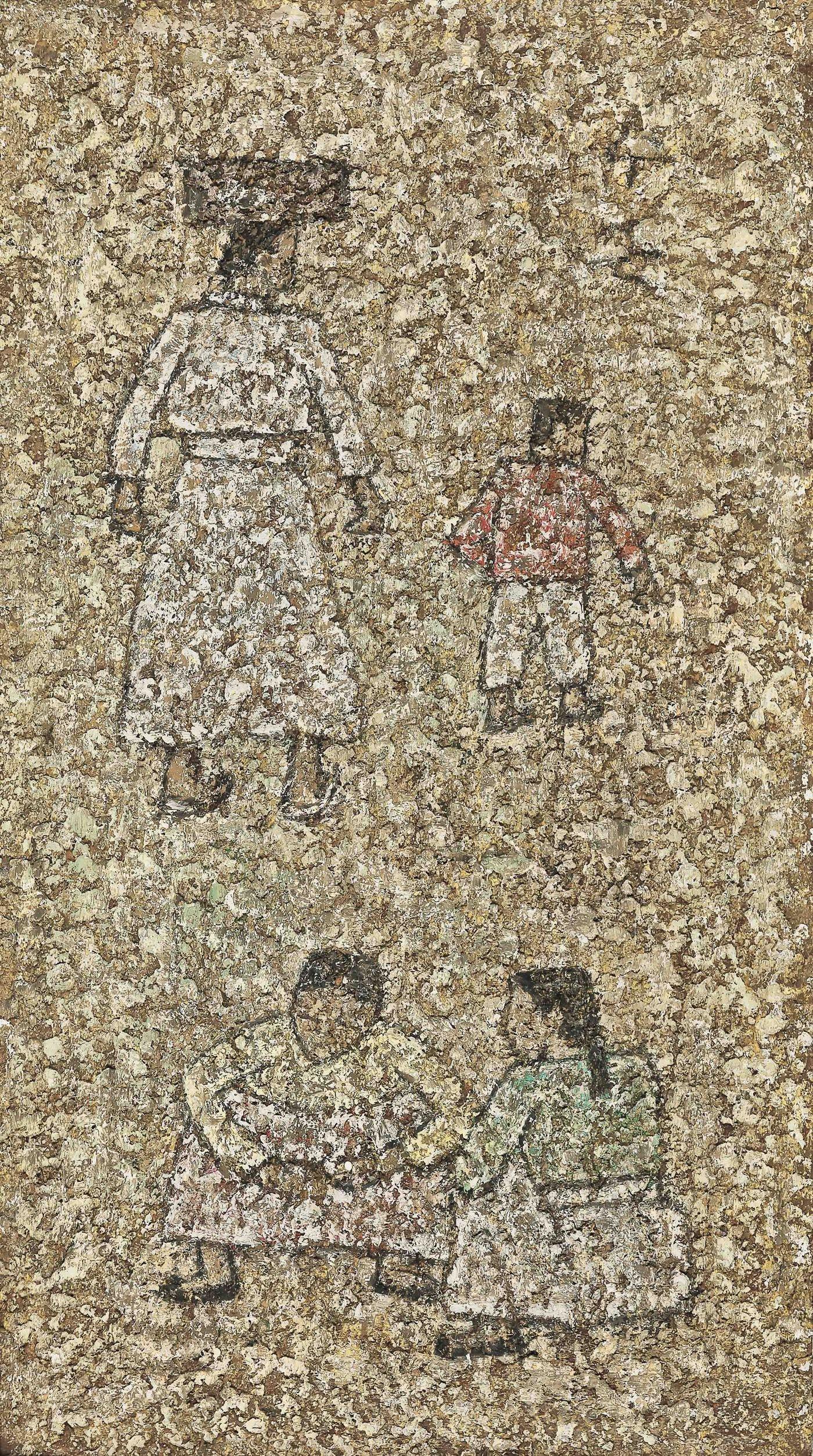 본문 이미지 - Lot. 42, 박수근1914-1965, [거리], oil on hardboard, 19.6&times;17.5cm, 1960, 4억 8000만 원-8억 원 &#40;서울옥션 제공&#41;