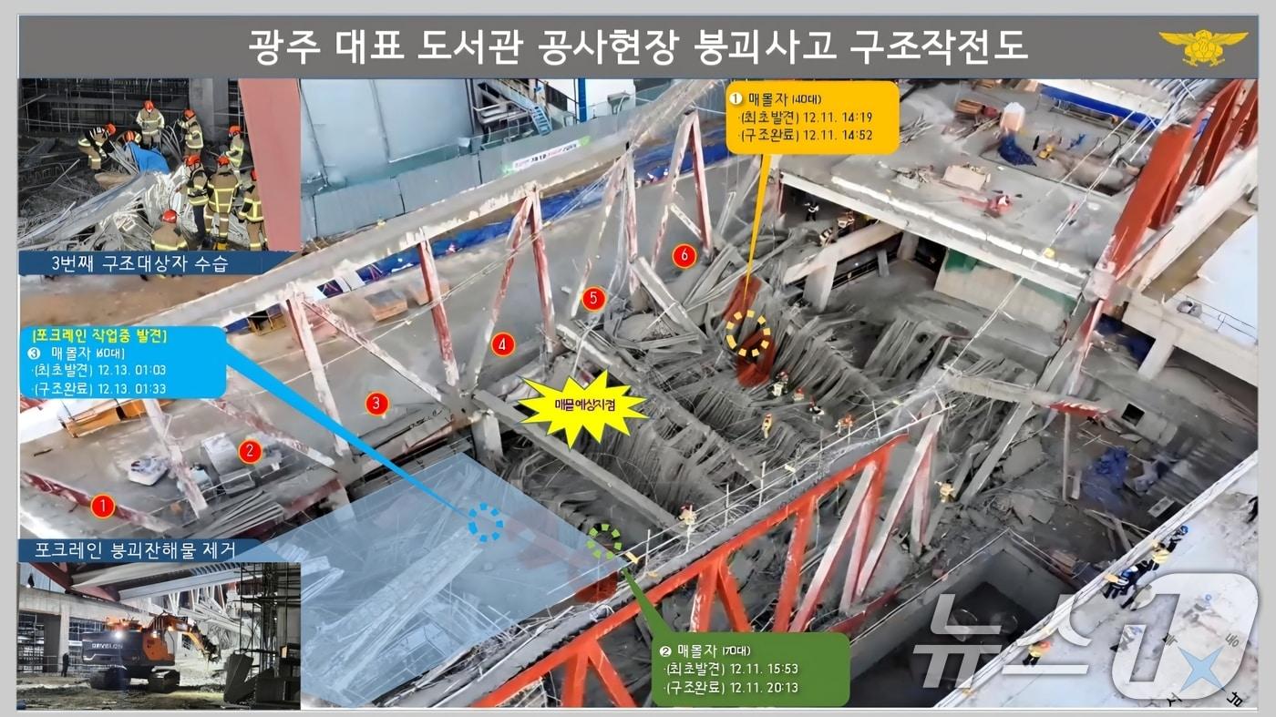 광주대표도서관 붕괴사고 3일차 구조 작전도. &#40;소방청 제공. 재판매 및 DB금지&#41; 2025.12.13/뉴스1 