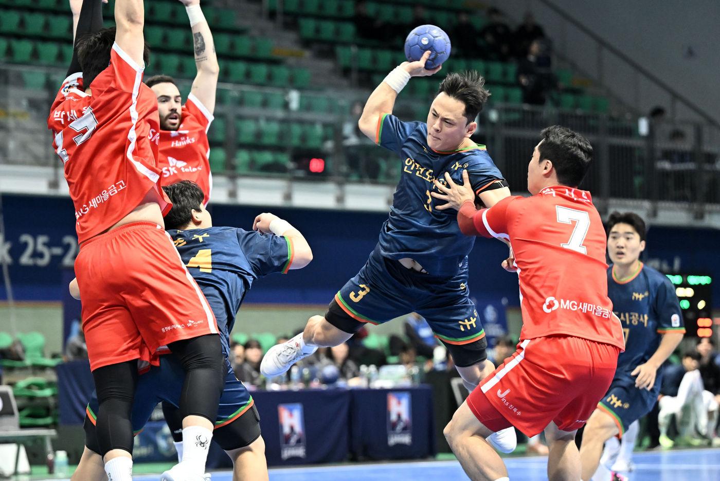 핸드볼 H리그 인천도시공사가 SK를 꺾었다.(H리그 제공) 