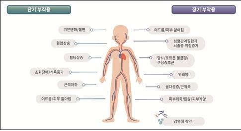 본문 이미지 - 전신 스테로이드 사용과 관련된 단·장기 부작용.&#40;질병관리청 제공&#41;/뉴스1