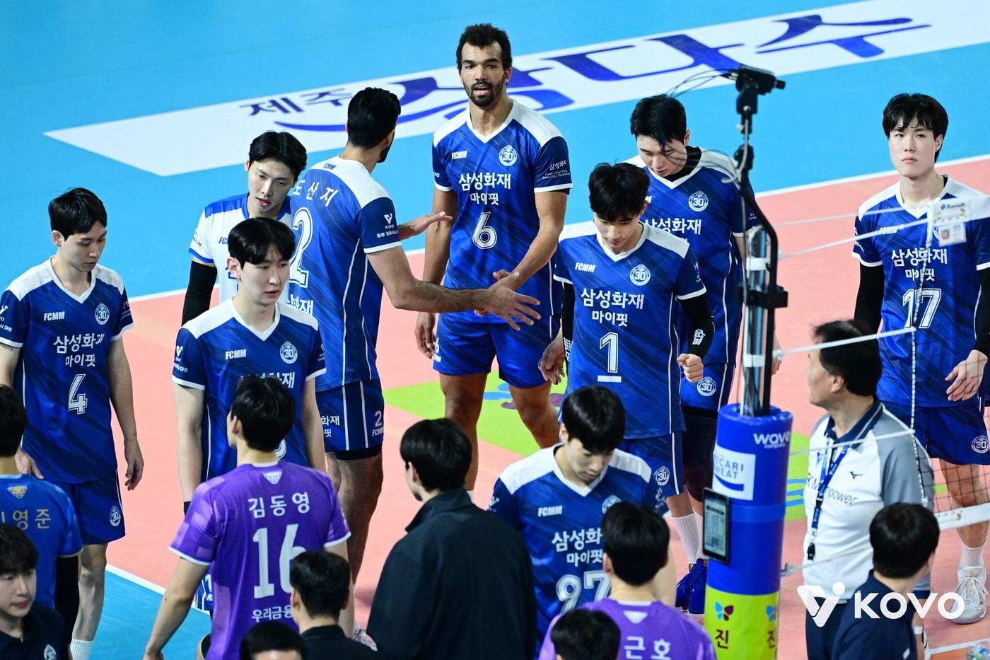 팀 창단 후 최다연패인 9연패를 당한 삼성화재. &#40;KOVO 제공&#41;