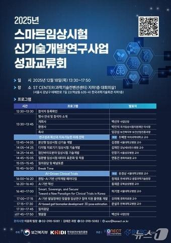본문 이미지 - 제3회 스마트임상시험신기술개발연구사업 성과교류회 포스터.(국가임상시험지원재단 제공)