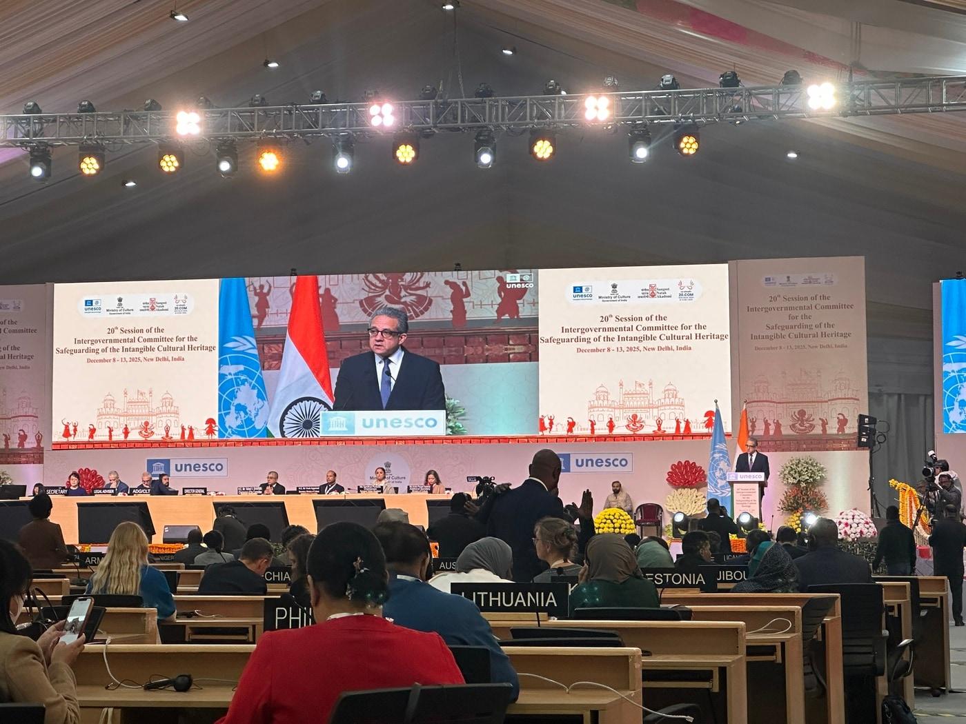 본문 이미지 - 최근 인도 뉴델리에서 열린 제20차 유네스코 무형유산보호협약 정부간위원회 회의 모습(국가유산청 제공)