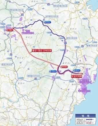 본문 이미지 - 울산~경산 고속도로 위치도. (울산시 제공. 재판매 및 DB 금지) /뉴스1