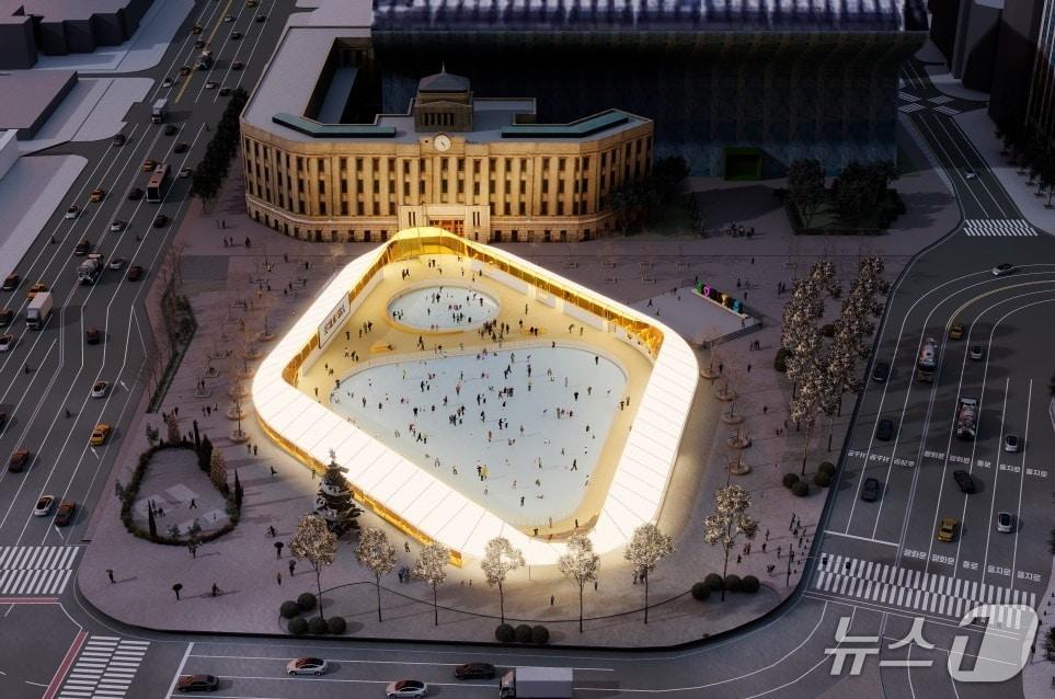 본문 이미지 - 서울광장 스케이트장 야간 조감도