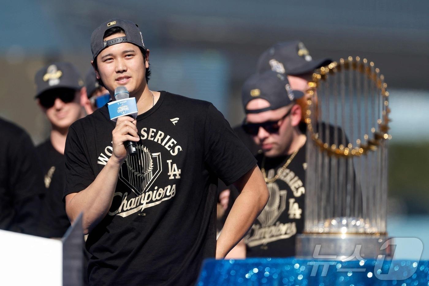 오타니 쇼헤이는 2023년 말 LA 다저스에 입단한 뒤 월드시리즈 2연패를 달성했다. ⓒ AFP=뉴스1